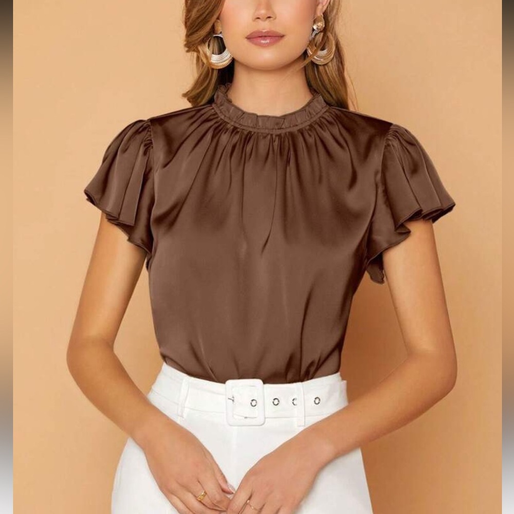 Elegant Brown Satin Blouse